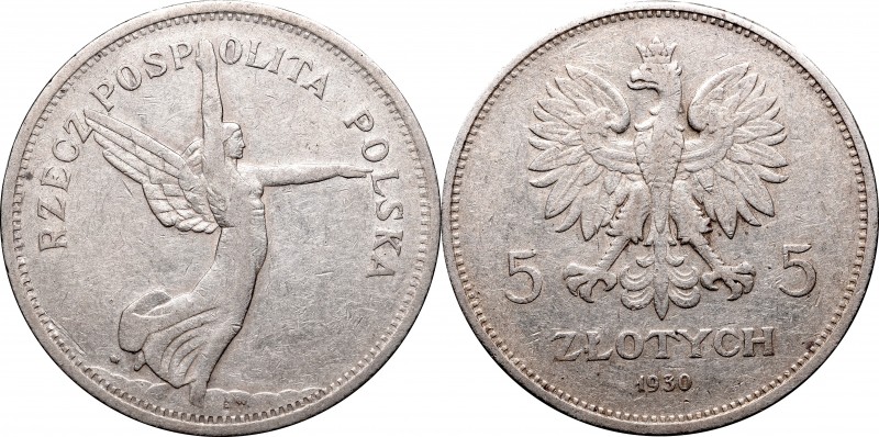 5 złotych
II Republic of Poland, 5 zloty 1930 Nike 
 II Republic of Poland, 5 ...