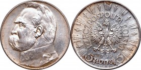 5 złotych
II Republic of Poland, 5 zloty 1935 Pilsudski 
 II Republic of Poland, 5 zloty 1935 Pilsudski Atrakcyjny egzemplarz z dużą ilością połysku...