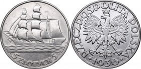 5 złotych
II Republic of Poland, 5 zloty 1936 
 II Republic of Poland, 5 zloty 1936 Miły dla oka połyskowy egzemplarz z dobrze zachowanym detalem. ...