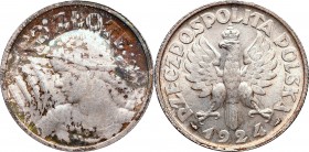 2 złote
II Republic of Poland, 2 zloty 1924 Paris 
 II Republic of Poland, 2 zloty 1924 Paris Świetny egzemplarz z dużą ilością połysku i mocną złot...