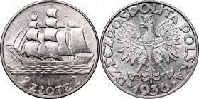 2 złote
II Republic of Poland, 2 zloty 1936, Ship 
 II Republic of Poland, 2 zloty 1936, Ship Atrakcyjny, połyskowy egzemplarz.

Grade: AU 

 Po...