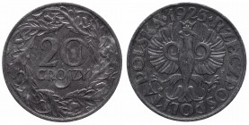 Polish coins between 1939 and 1945
GG, 20 groschen 1923 
 GG, 20 groschen 1923 Atrakcyjna sztuka z lekkim nalotem. 
Grade: AU 

 Monety polskie m...