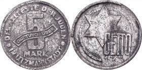 Polish coins between 1939 and 1945
Litzmannstadt Ghetto, 5 mark 1943 
 Litzmannstadt Ghetto, 5 mark 1943 Obiegowy egzemplarz. 
Grade: VF 

 Monet...