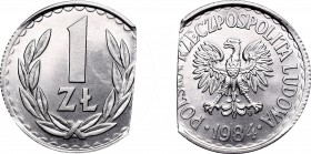 Polish People's Republic (1945-1989)
Peoples Republic of Poland, 1 zloty 1984 - mint error 
 Peoples Republic of Poland, 1 zloty 1984 - mint error E...