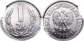 Polish People's Republic (1945-1989)
Peoples Republic of Poland, 1 zloty 1985 - mint error 
 Peoples Republic of Poland, 1 zloty 1985 - mint error E...