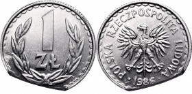 Polish People's Republic (1945-1989)
Peoples Republic of Poland, 1 zloty 1986 - mint error 
 Peoples Republic of Poland, 1 zloty 1986 - mint error E...