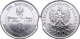 III Republic since 1989
III Republic of Poland, 10.000 zloty 1991 mint error 
 III Republic of Poland, 10.000 zloty 1991 mint error Menniczy egzempl...