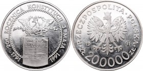 III Republic since 1989
III Republic of Poland, 200.000 zloty 1991 
 III Republic of Poland, 200.000 zloty 1991 Moneta z czystego srebra = 38,9 gram...