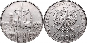 III Republic since 1989
III Republic of Poland, 100.000 zloty 1990 
 III Republic of Poland, 100.000 zloty 1990 Moneta o ładnym detalu jednak wyraźn...