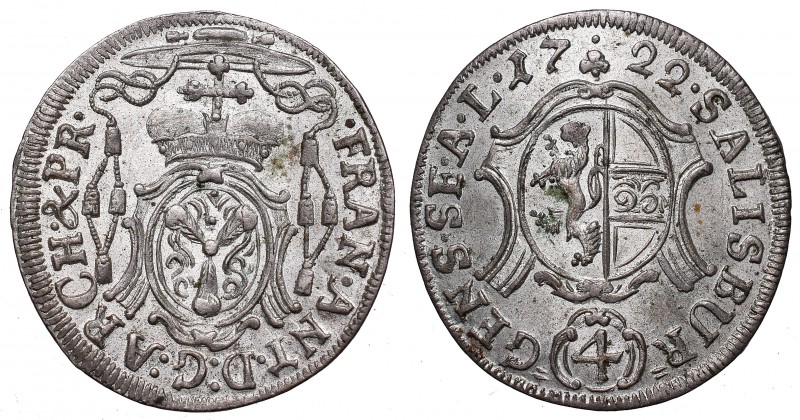 Austria and Austria-Hungary
Austria, Bishopic of Salzburg, 4 kreuzer 1722 
 Au...