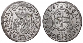 Austria and Austria-Hungary
Austria, Bishopic of Salzburg, 4 kreuzer 1722 
 Austria, Bishopic of Salzburg, 4 kreuzer 1722 Rewelacyjny egzemplarz z o...