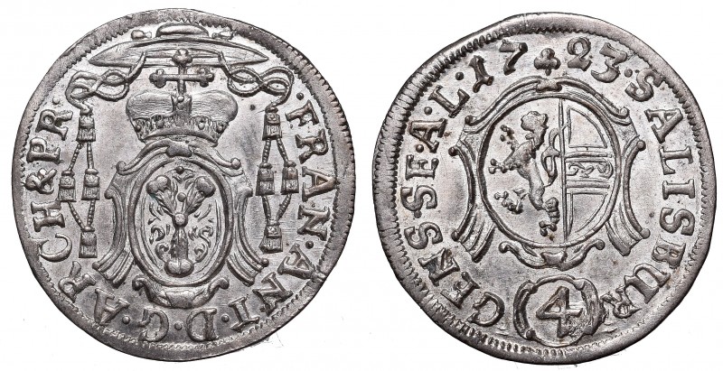 Austria and Austria-Hungary
Austria, Salzburg, Bishopic of, 4 kreuzer 1723 
 A...