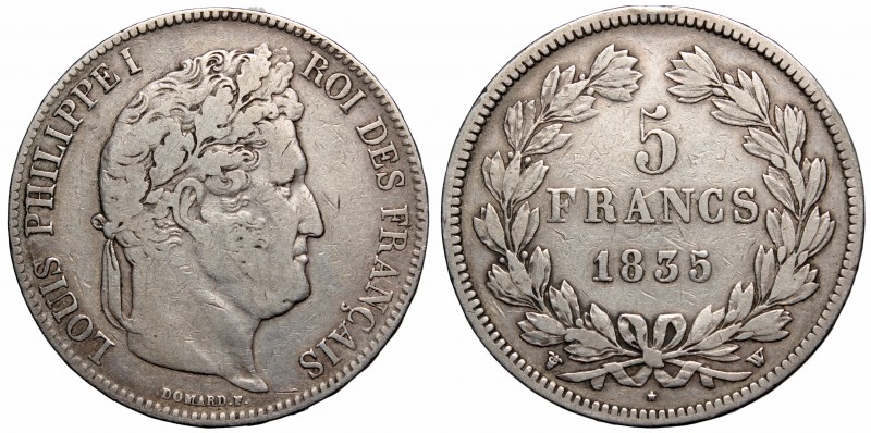 France
France, 5 francs 1835 W 
 France, 5 francs 1835 W Obiegowy egzemplarz. ...