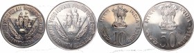 India
India, Lot 10 and 50 rupee 1974 Food for all, CuNi and silver 
 India, Lot 10 and 50 rupee 1974 Food for all, CuNi and silver 50 rupii - srebr...