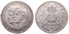 Germany
Germany, Anhalt, 3 mark 1914 A 
 Germany, Anhalt, 3 mark 1914 A 3 marki 1914 - 50. rocznica ślubu Fryderyka II z Marią Badeńską w ładnym sta...