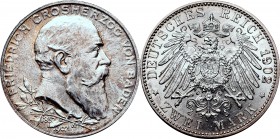 Germany
Germany, Badenia, 2 mark 1902 
 Germany, Badenia, 2 mark 1902 2 marki 1902 wybite na 50 rocznicę panowania w bardzo atrakcyjnym stanie zacho...