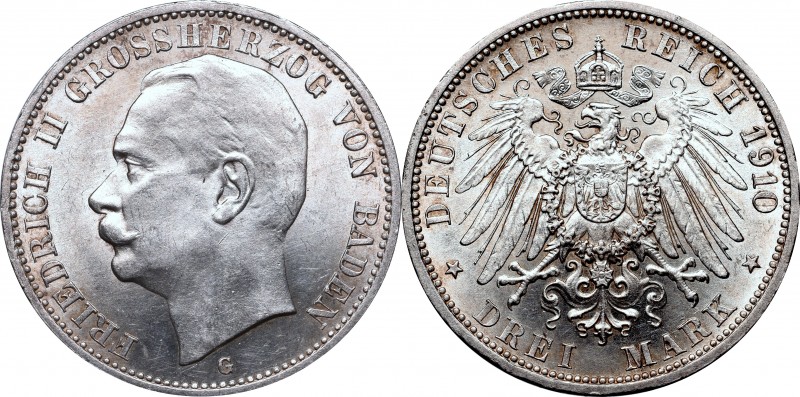 Germany
Germany, Baden, 3 mark 1910 
 Germany, Baden, 3 mark 1910 Rzadziej wys...