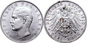 Germany
Germany, Bayern, 3 mark 1910 
 Germany, Bayern, 3 mark 1910 Ładny mocno połyskowy egzemplarz z dobrze zachowanym detalem. Reference: Jaeger ...