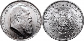 Germany
Germany, Bayern, 3 mark 1911 
 Germany, Bayern, 3 mark 1911 3 marki 1911 wybite na 90 rocznicę urodzin Luitpolda w menniczym stanie zachowan...