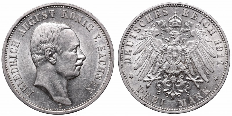 Germany
Germany, Saxony, 3 mark 1911 E 
 Germany, Saxony, 3 mark 1911 E Piękny...