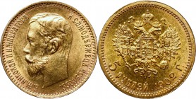 Russia
Russia, Nicholas II, 5 rouble 1902 
 Russia, Nicholas II, 5 rouble 1902 Menniczy egzemplarz 5-rublówki z 1902 roku. Wyśmienita prezencja. Ref...