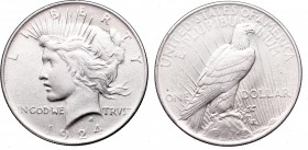 United States
USA, 1 dollar 1924 'Peace dollar' 
 USA, 1 dollar 1924 'Peace dollar' Poprawny egzemplarz. Srebro .900. 
Grade: VF+ 

 USA