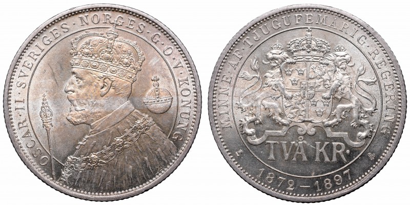 Sweden
Sweden, 2 kroner 1897 
 Sweden, 2 kroner 1897 Piękny egzemplarz. Patyna...