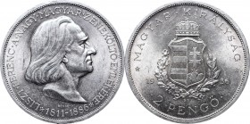 Hungary
Hungary, 2 pengo 1936 Liszt Ferenc 
 Hungary, 2 pengo 1936 Liszt Ferenc Piękny egzemplarz. Patyna, nalot. 
Grade: AU/UNC