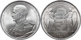 Hungary
Hungary, 5 pengo 1939 Horthy Miklos 
 Hungary, 5 pengo 1939 Horthy Miklos Wyśmienity, menniczy egzemplarz. Znakomity, świeży połysk. Miejsco...