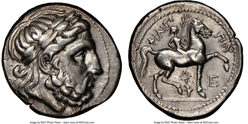 MACEDONIAN KINGDOM. Philip II (359-336 BC). AR tetradrachm (26mm, 3h). NGC Choic...