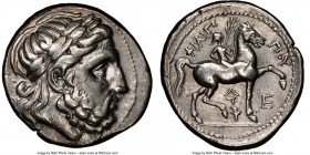 MACEDONIAN KINGDOM. Philip II (359-336 BC). AR tetradrachm (26mm, 3h). NGC Choice VF. Amphipolis IV, ca. 315/4-295/4 BC. Laureate head of bearded Zeus...