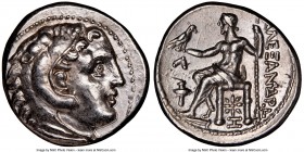 MACEDONIAN KINGDOM. Alexander III the Great (336-323 BC). AR tetradrachm (27mm, 17.26 gm, 10h). NGC Choice AU 5/5 - 3/5, brushed. Posthumous issue of ...
