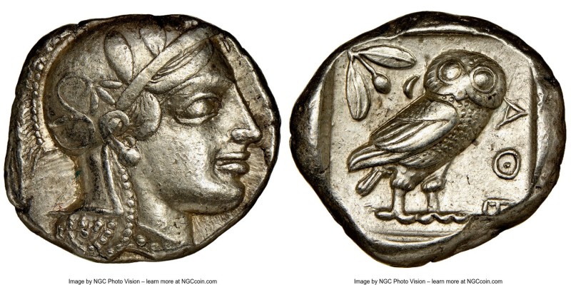 ATTICA. Athens. Ca. 455-440 BC. AR tetradrachm (24mm, 17.17 gm, 7h). NGC XF 5/5 ...
