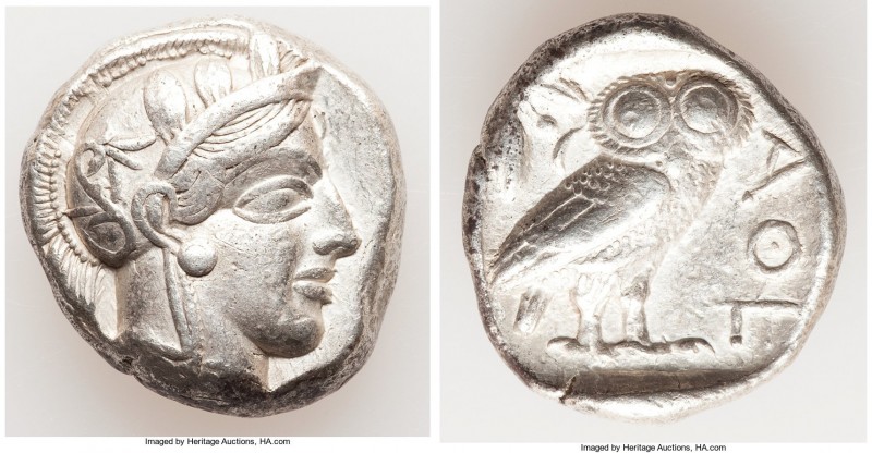 ATTICA. Athens. Ca. 440-404 BC. AR tetradrachm (24mm, 17.18 gm, 7h). Choice VF. ...