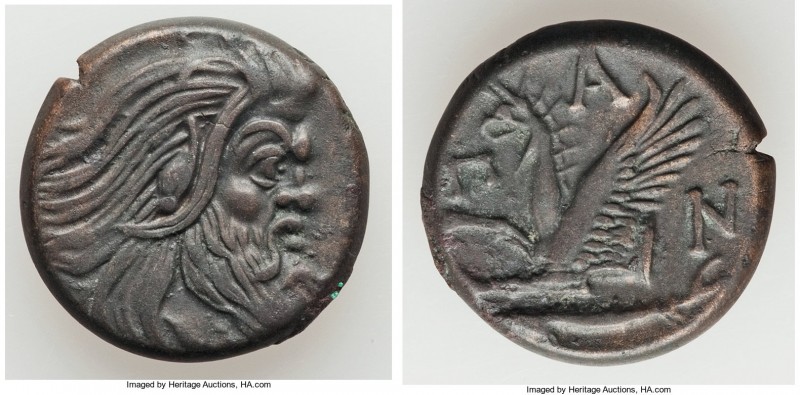 CIMMERIAN BOSPORUS. Panticapaeum. 4th century BC. AE (21mm, 6.76 gm, 12h). XF. H...