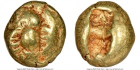 IONIA. Ephesus. Ca. 600-550 BC. EL third-stater or trite (13mm, 4.69 gm). NGC Choice Fine 4/5 - 4/5. 'Primitive' bee, viewed from above / Two incuse s...