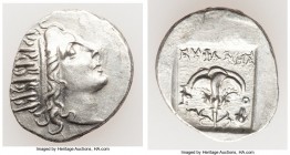 CARIAN ISLANDS. Rhodes. Ca. 88-84 BC. AR drachm (16mm, 2.37 gm, 11h). XF. Plinthophoric standard, Euphanes, magistrate. Radiate head of Helios right /...