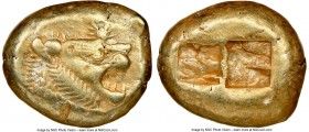 LYDIAN KINGDOM. Alyattes or Walwet (ca. 610-546 BC). EL third-stater or trite (13mm, 4.74 gm). NGC XF 5/5 - 3/5, light scuff. Uninscribed, Lydo-Milesi...