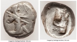 ACHAEMENID PERSIA. Darius I-Xerxes II (ca. 485-480 BC). AR siglos (15mm, 5.44 gm). Fine. Sardes. Persian king or hero, wearing cidaris and candys, dra...