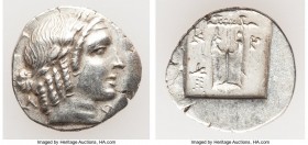 LYCIAN LEAGUE. Cragus. Ca. 48-20 BC. AR hemidrachm (14mm, 1.73 gm, 12h). Choice XF. Series 5. Laureate head of Apollo right; Λ-Y below / K-P, cithara ...