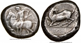 CILICIA. Celenderis. Ca. 425-350 BC. AR stater (19mm, 1h). NGC VF. Persic standard, ca. 425-400 BC. Youthful nude male rider, reins in right hand, ken...
