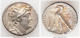 SELEUCID KINGDOM. Demetrius II Nicator (second reign, 129-125 BC). AR tetradrachm (29mm, 13.96 gm, 12h). XF, lamination. Tyre, dated Seleucid Era 187 ...