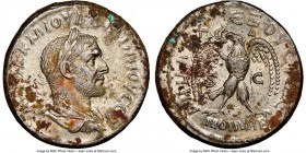 SYRIA. Antioch. Philip I (AD 244-249). BI tetradrachm (26mm, 1h). NGC AU. Minted in Rome for use in Antioch, 4th officina, AD 244. AYTOK K M IOYΛ ΦIΛI...
