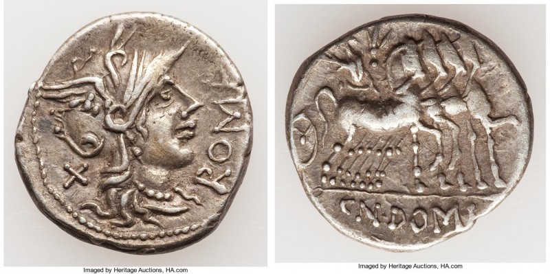 Cn. Domitius Ahenobarbus (ca. 116-115 BC). AR denarius (20mm, 3.90 gm, 9h). Abou...