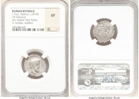 L. Titurius L.f. Sabinus (ca. 89 BC). AR denarius (20mm, 7h). NGC VF. Rome. SABIN, bearded head of king Tatius right, palm branch before / L•TITVRI, T...