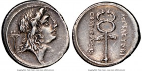 M. Plaetorius M.f. Cestianus (57 BC). AR denarius (19mm, 5h). NGC XF. Head of Bonus Eventus right, with flowing hair; trident behind / M PLAETORI / CE...