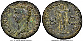 Claudius I (AD 41-54). AE as (29mm, 5h). NGC Choice Fine. Rome, ca. AD 50-51. TI•CLAVDIVS•CAESAR•AVG•P•M•TR•P•IMP•P•P, bare head of Claudius I left / ...