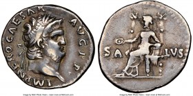 Nero (AD 54-68). AR denarius (18mm, 7h). NGC VF. Rome, AD 67-68. IMP NERO CAESAR-AVG P P, laureate head of Nero right / SA-LVS, Salus enthroned left, ...