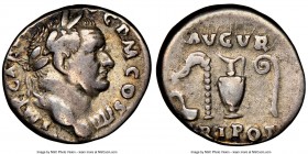 Vespasian (AD 69-79). AR denarius (18mm, 6h). NGC VF. Rome, AD 72-73. IMP CAES VESP A-VG P M COS IIII, laureate head of Vespasian right / AVGVR / TRI ...