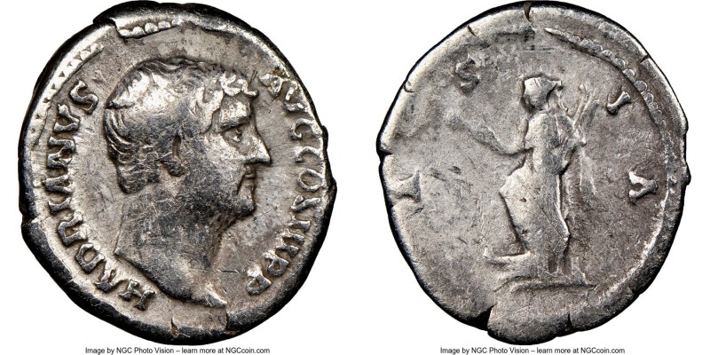 Hadrian (AD 117-138). AR denarius (19mm, 6h). NGC VG. Rome, AD 134-138. HADRIANV...